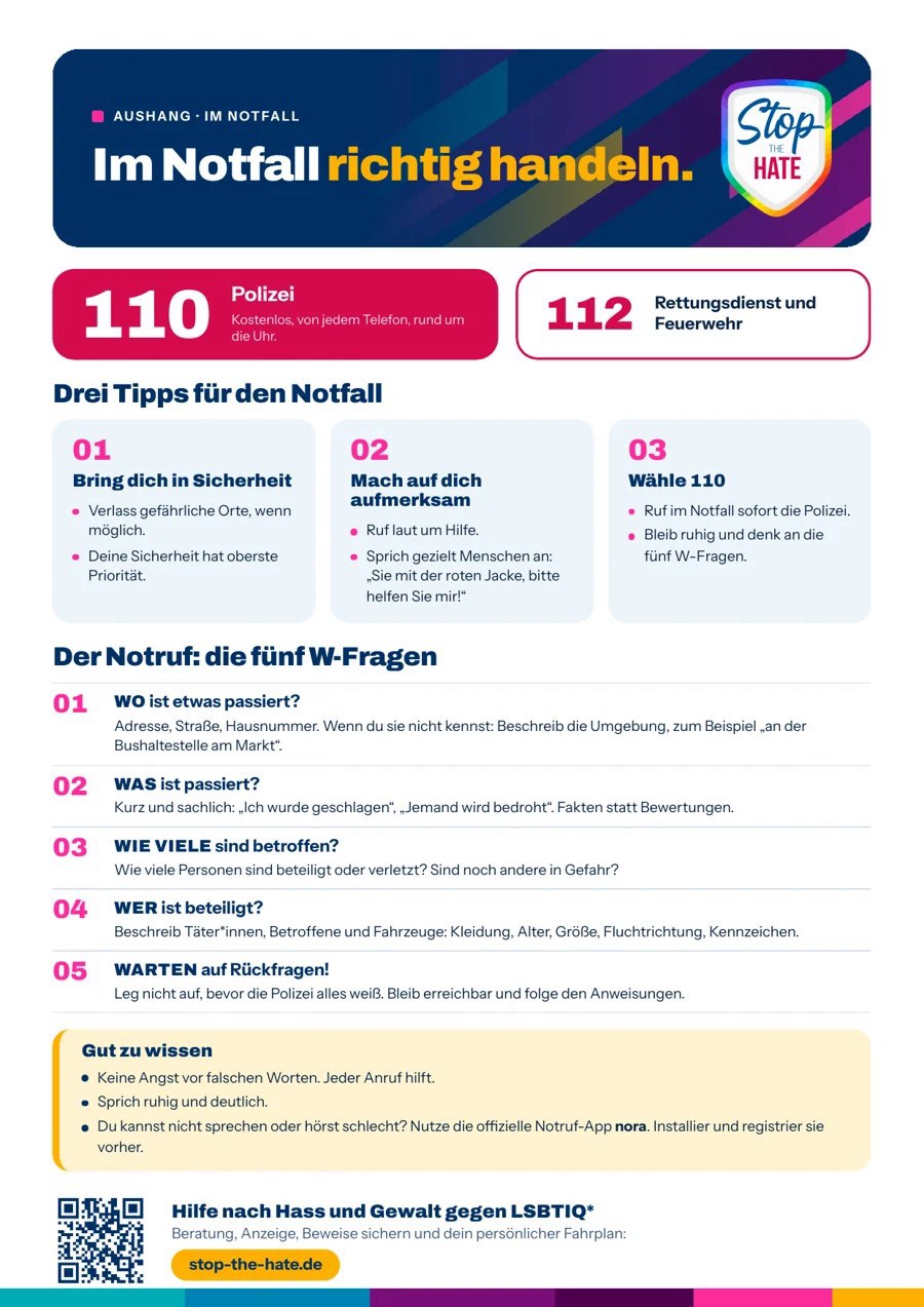 Vorschau: Notfall-Aushang STOP the HATE