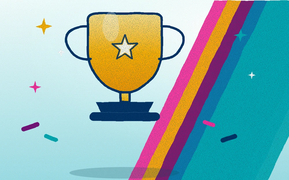 Illustration: goldener Pokal mit Stern