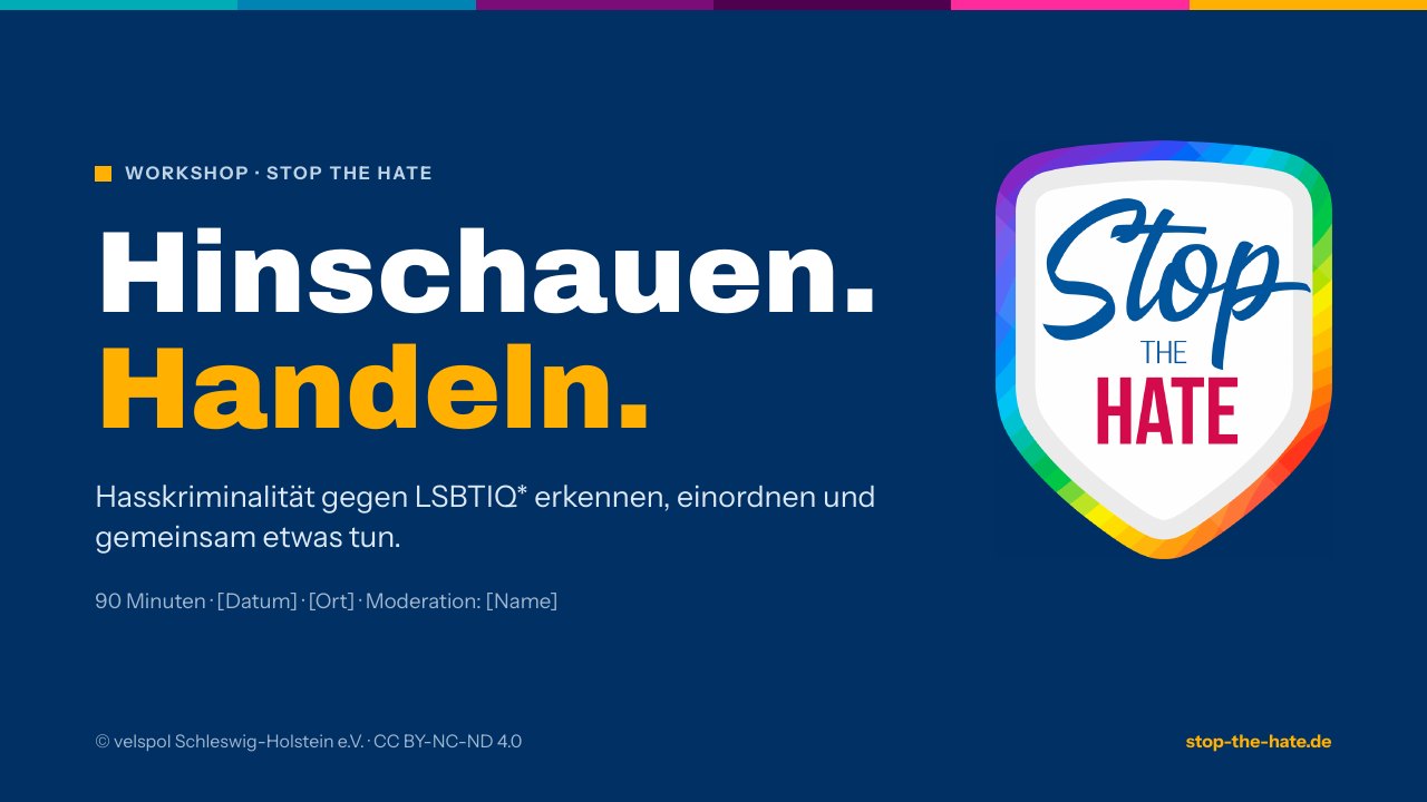 Titelfolie des Workshops Hinschauen. Handeln.